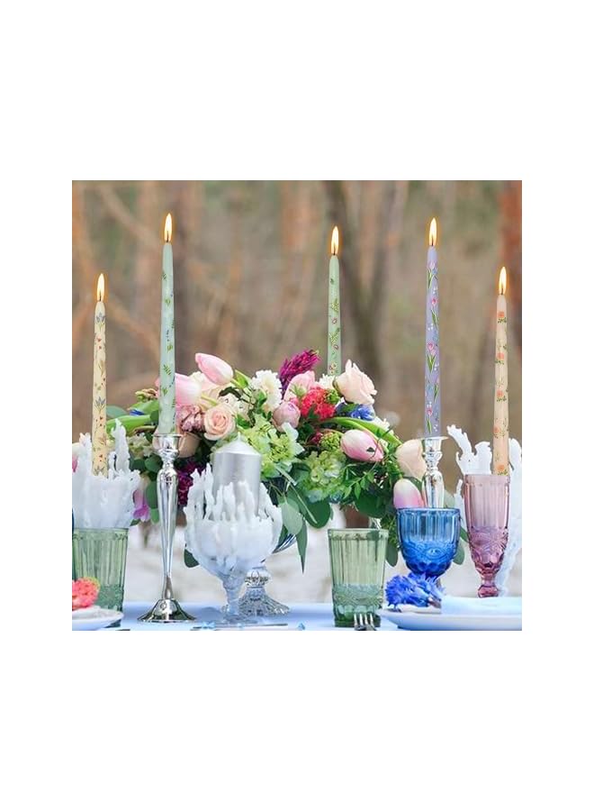 Green Tiger Handmade Taper Candles Elegant Floral Print Candlesticks, Long Candles Colored Wax Candle, 25cm Candle Sticks Gift for Wedding Dinner Party Decoration, Set of 4 - Image 5