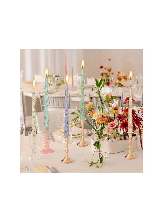 Green Tiger Handmade Taper Candles Elegant Floral Print Candlesticks, Long Candles Colored Wax Candle, 25cm Candle Sticks Gift for Wedding Dinner Party Decoration, Set of 4 - Image 4