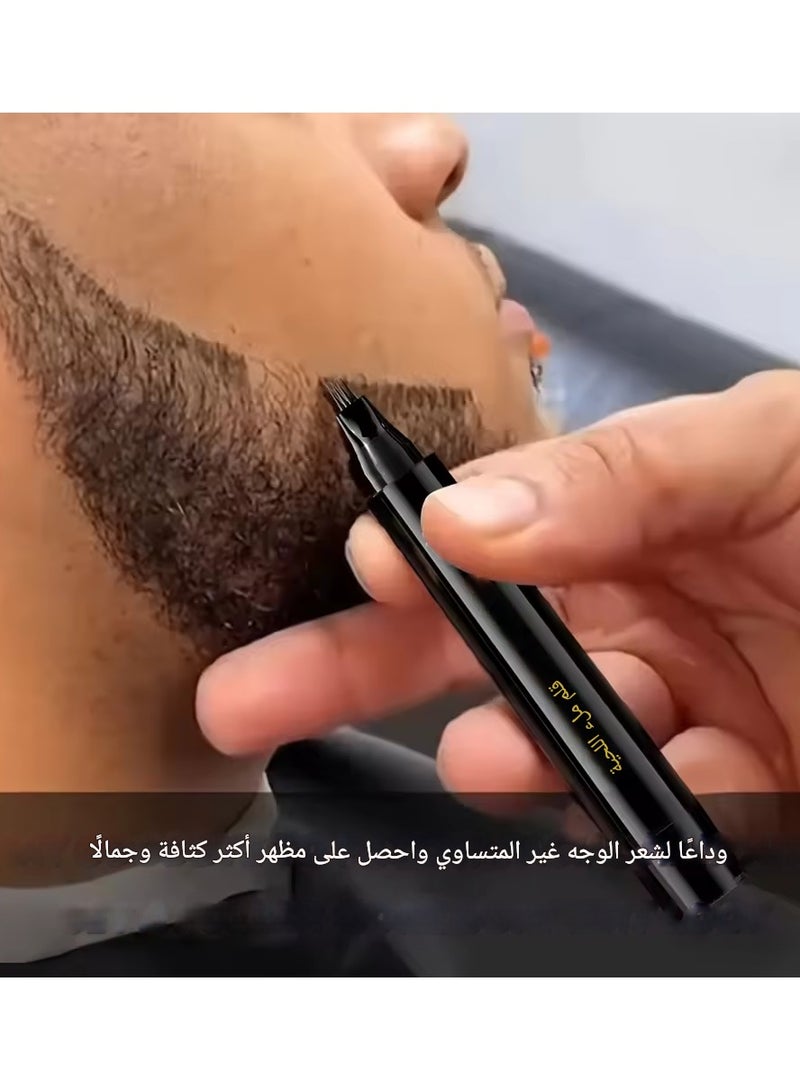 قلم تشكيل اللحية المقاوم للماء، قلم تعبئة اللحية، تلوين الشارب، قلم تلوين اللحية، أداة تعبئة شعر اللحية بالألياف السوداء، مقاوم للعرق، تغطية طويلة الأمد - Image 1