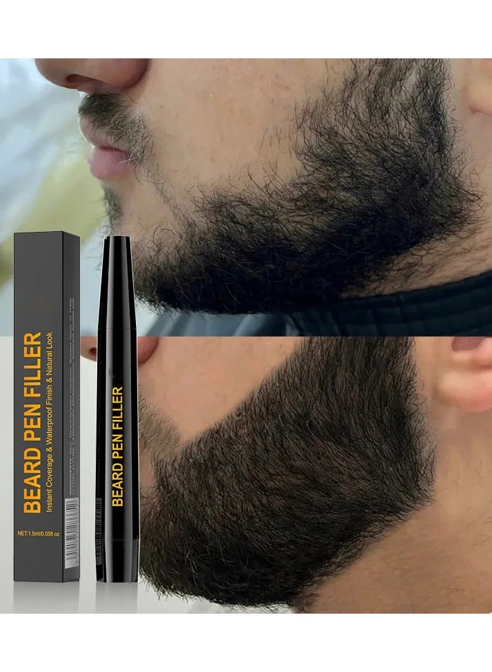 قلم تشكيل اللحية المقاوم للماء، قلم تعبئة اللحية، تلوين الشارب، قلم تلوين اللحية، أداة تعبئة شعر اللحية بالألياف السوداء، مقاوم للعرق، تغطية طويلة الأمد - Image 5