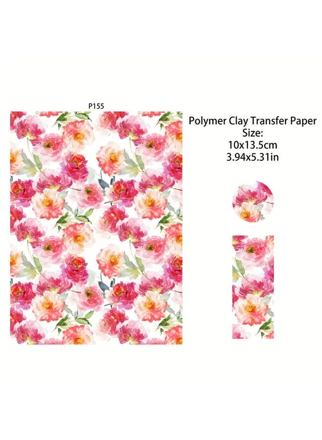 ورق نقل البوليمر كلاي بتصميم الورد والفراشات موديل P157 لصنع المجوهرات - Image 5