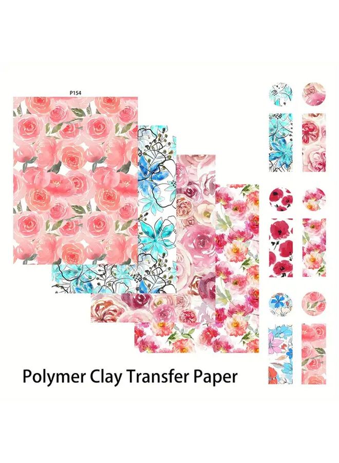 ورق نقل البوليمر كلاي بتصميم الورد والفراشات موديل P157 لصنع المجوهرات - Image 2