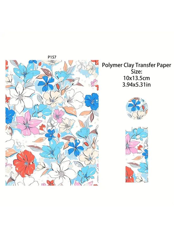 ورق نقل البوليمر كلاي بتصميم الورد والفراشات موديل P157 لصنع المجوهرات - Image 1