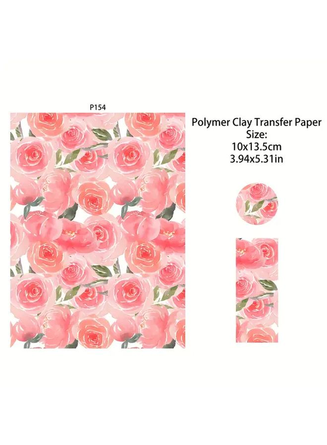 ورق نقل البوليمر كلاي بتصميم الورد والفراشات موديل P157 لصنع المجوهرات - Image 3