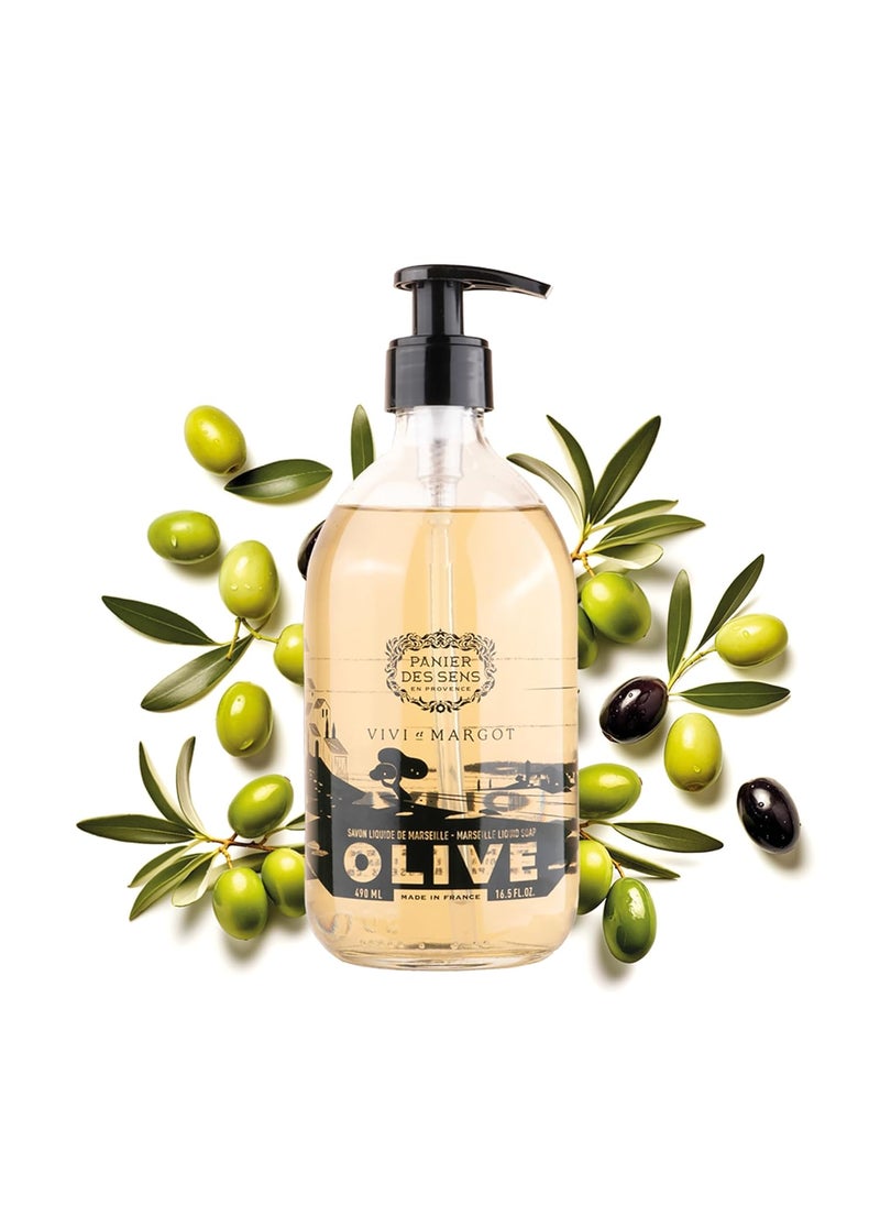 PANIER DES SENS Panier des Sens  Liquid Hand Soap Limited Edition  Hand Wash with Olive Oil  French Marseille Moisturizing Hand Soap  Refillable Kitchen  Bathroom Hand Soap  98 Natural  Glass Bottle 166 Floz 