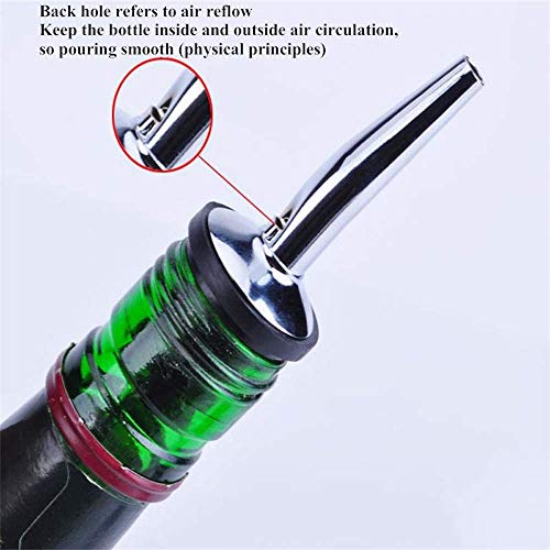NJ Metal Bottle Pourers Spouts for Liquor, Wine and Spirits Perfect for Restaurant, Bar, Hotel, Kitchen Use Flowing with Red, Yellow,Black dust Covers and Free Cleaning Brush: Pack of 13 Pcs - Image 3