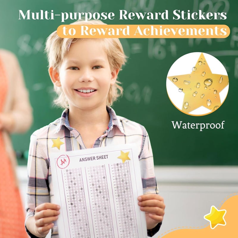 Imeepa 500 PCS Metallic Gold Star Stickers, 1 inch Self Adhesive Metallic Glitter Foil Stickers Sparkly Star Sticker Reward Behavior Chart Labels for Kids Students Teachers Supplies - Image 4