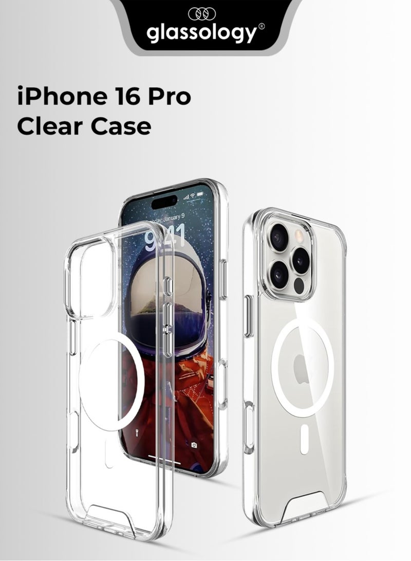 جلاسولوجي iPhone 16 Pro Magsafe clear case with Shockproof Protective Bumper, Anti Scratch & Fingerprint - Image 1