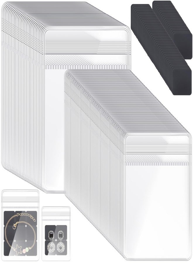 Sureio 200 Pcs Anti Tarnish Strips with Clear Plastic Jewelry Bags Sets, 100 Assorted Size Transparent Jewelry Storage Bags and 100 Anti Tarnish Strips for Packaging Jewelry Rings Earrings (2 Sizes) - Image 1