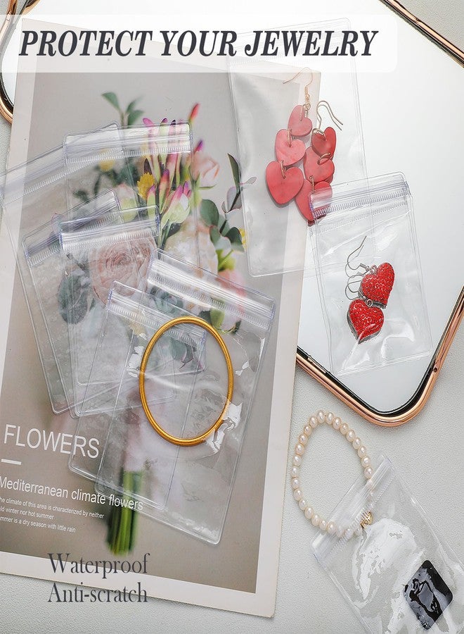 Sureio 200 Pcs Anti Tarnish Strips with Clear Plastic Jewelry Bags Sets, 100 Assorted Size Transparent Jewelry Storage Bags and 100 Anti Tarnish Strips for Packaging Jewelry Rings Earrings (2 Sizes) - Image 3