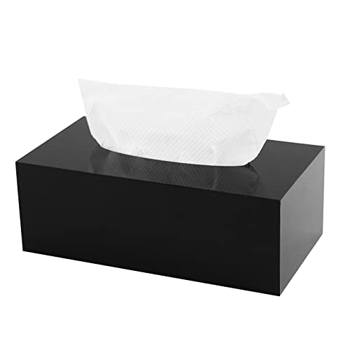 PITBVO Acrylic Tissue Box Holder, PITBVO Rectangular Shiny Black Tissue Box Cover, Table Facial Napkin Dispenser for Car, Bathroom, Bedroom, Kitchen, Office, Living Room, Counter, Hotel Use - Image 1