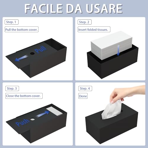 PITBVO Acrylic Tissue Box Holder, PITBVO Rectangular Shiny Black Tissue Box Cover, Table Facial Napkin Dispenser for Car, Bathroom, Bedroom, Kitchen, Office, Living Room, Counter, Hotel Use - Image 3