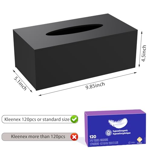 PITBVO Acrylic Tissue Box Holder, PITBVO Rectangular Shiny Black Tissue Box Cover, Table Facial Napkin Dispenser for Car, Bathroom, Bedroom, Kitchen, Office, Living Room, Counter, Hotel Use - Image 2