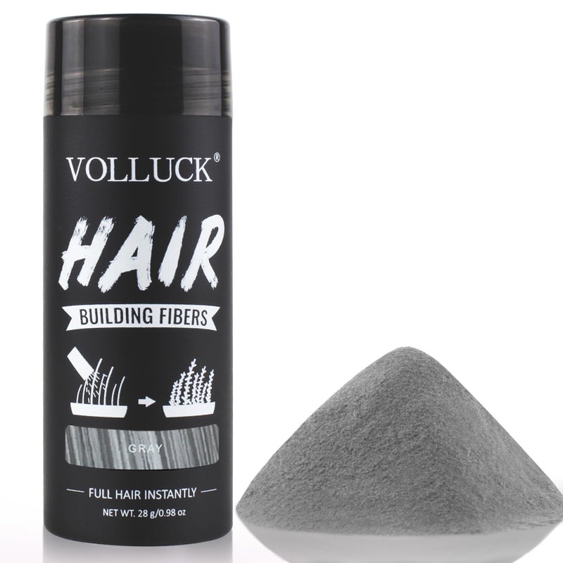 VOLLUCK Hair Fibers for Thinning Hair, Instant Coverage Hair Building Fibers for Women and men, Natural Hair Powder for Conceal Hair Loss 28 g (Gray) - Image 1