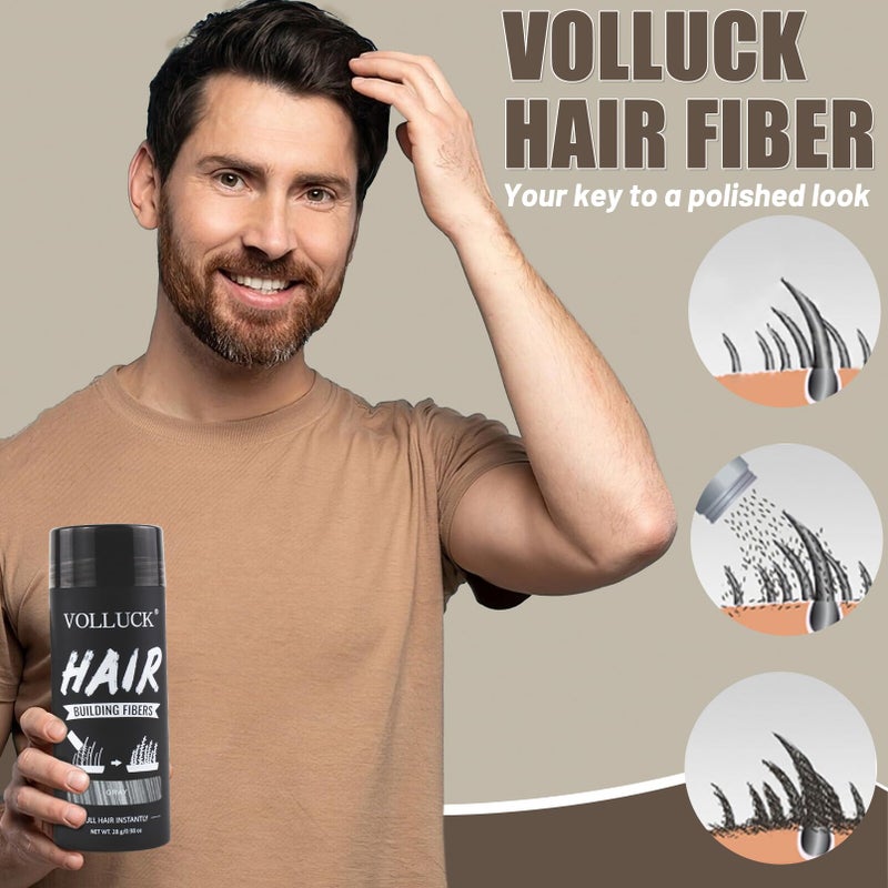 VOLLUCK Hair Fibers for Thinning Hair, Instant Coverage Hair Building Fibers for Women and men, Natural Hair Powder for Conceal Hair Loss 28 g (Gray) - Image 4