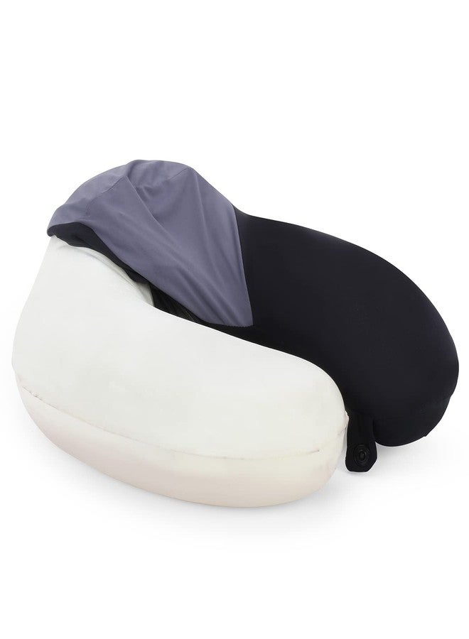 THE QUIRK BOX Travel Pillow 100% Memory Foam Neck Pillow Comfortable Neck Pillow for Flight Airplane Train Rides (Black & Grey) - Image 5