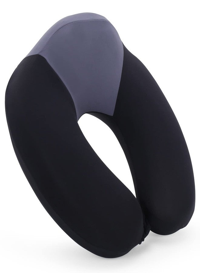 THE QUIRK BOX Travel Pillow 100% Memory Foam Neck Pillow Comfortable Neck Pillow for Flight Airplane Train Rides (Black & Grey) - Image 2