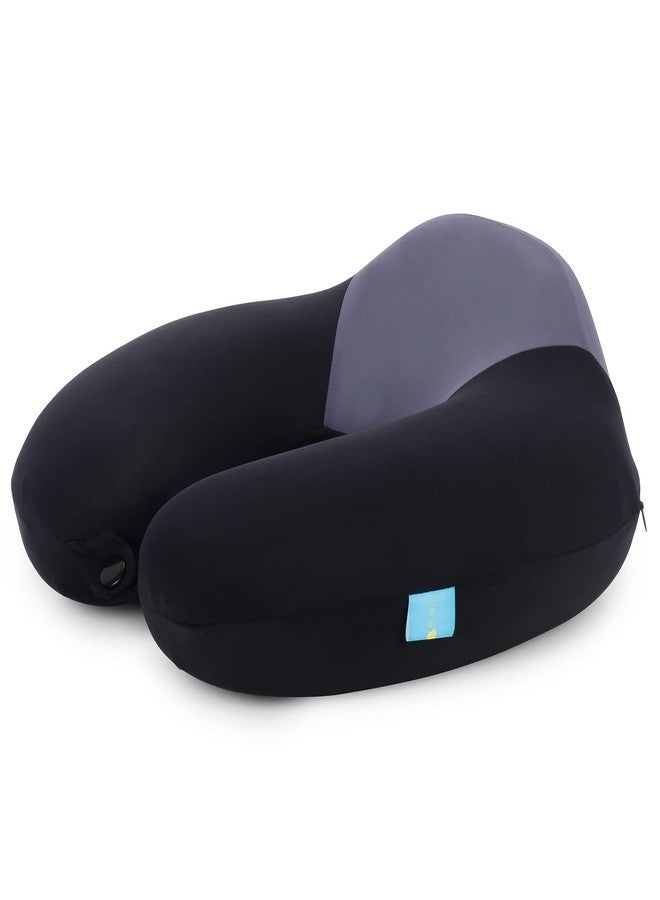 THE QUIRK BOX Travel Pillow 100% Memory Foam Neck Pillow Comfortable Neck Pillow for Flight Airplane Train Rides (Black & Grey) - Image 3