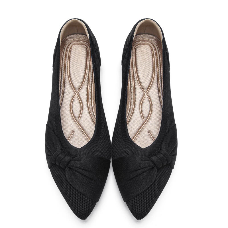 HIULYCENCE Pointed Toe Flats for Women Ballet Flats Comfortable Dressy Knit Lightweight Casual for Work Office Womens Flats Black US9 - Image 1