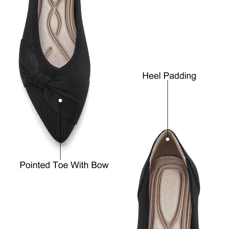 HIULYCENCE Pointed Toe Flats for Women Ballet Flats Comfortable Dressy Knit Lightweight Casual for Work Office Womens Flats Black US9 - Image 4