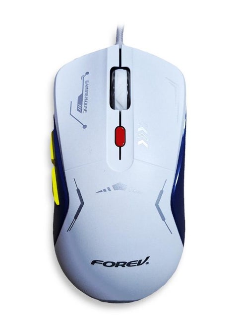 E-Sports gaming mouse with 1.5M USB Cable , silent key ,macro program ming , optical engine , LED Light , 4-level adjustable (1200 - 1800 - 2400 - 3600 DPI ) , Support windows 2000 / XP / win7 / win8 / win10 / vista / 32bit IOS or latest - FV-X9 , white