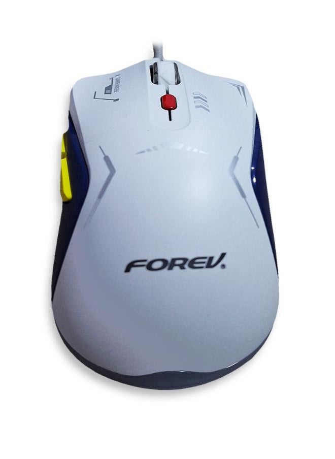 E-Sports gaming mouse with 1.5M USB Cable , silent key ,macro program ming , optical engine , LED Light , 4-level adjustable (1200 - 1800 - 2400 - 3600 DPI ) , Support windows 2000 / XP / win7 / win8 / win10 / vista / 32bit IOS or latest - FV-X9 , white