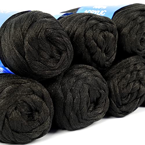 Youngther Brazilian Wool Hair Yarn for Braids 100% Brazilian Wool Hair Acrylic Yarn for African Braids/Spring Twist/Faux Locs/Wraps with Crochet Hook(8 Roll, Natural Black) - Image 5