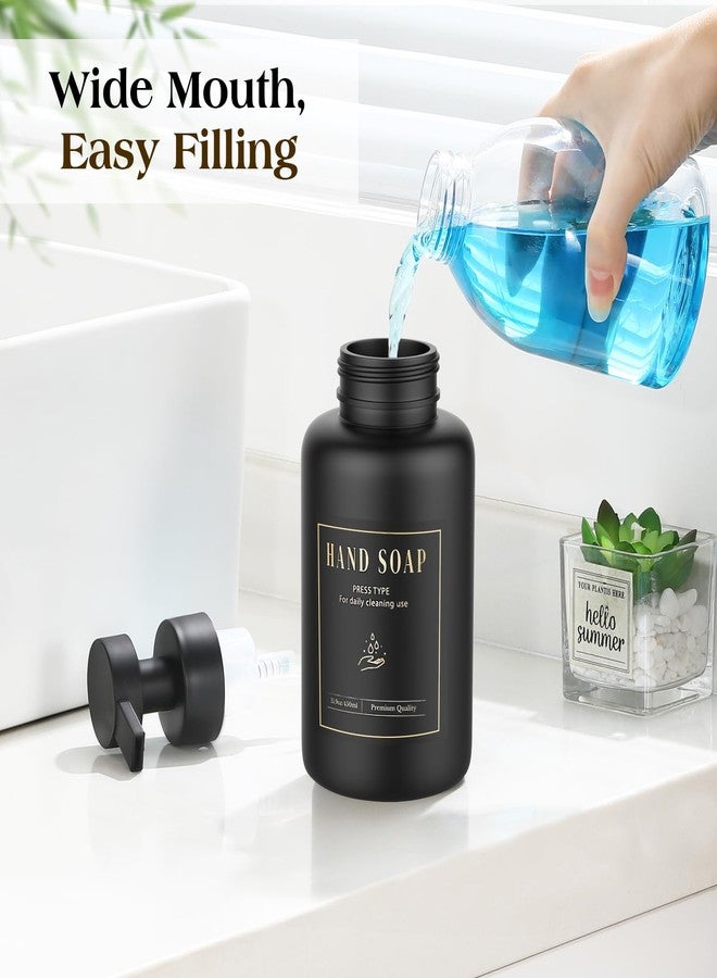 Luxspire Foaming Soap Dispenser, Glass Foam Pump Soap Dispenser, Non-Slip Hand Soap Dispenser with 5 Waterproof Labels, 15 Oz Refillable Liquid Soap Dispenser for Bathroom & Kitchen, Black, 1 Pack - Image 4