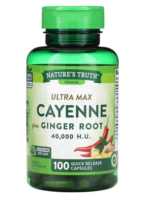 Vitamins Ultra Max Cayenne Plus Ginger Root 100 Quick Release Capsules