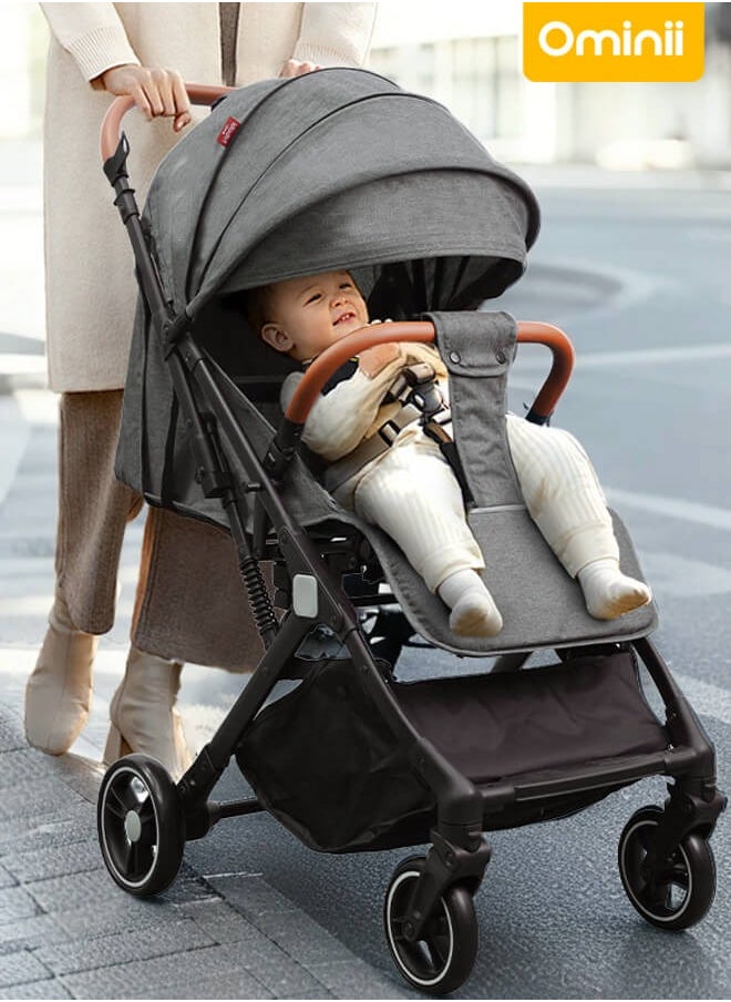 Ominii Lightweight Foldable Baby Stroller – Cabin-Size, Adjustable Recline, Shock-Absorbing Wheels & Storage Basket, for Babies Aged 0–3 Years  - Image 1