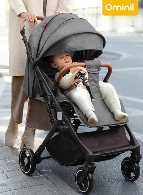 Lightweight Foldable Baby Stroller – Cabin-Approved Travel Stroller, Adjustable Recline, Shock-Absorbing Wheels & Storage Basket, for Babies Aged 0–3 Years