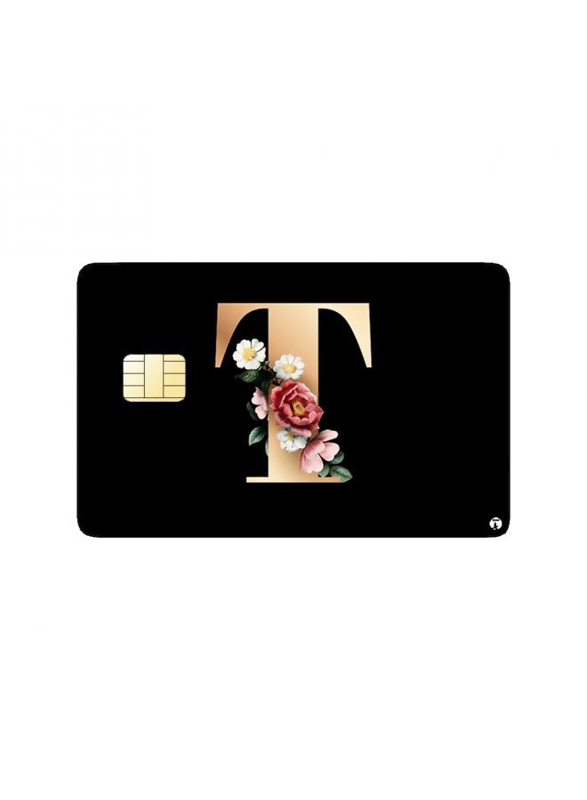 RKN PRINTED BANK CARD STICKER The Letter T With Flowers - Image 1
