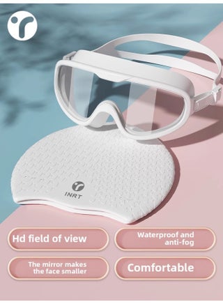 Swimming Goggles HD Anti-fog Waterproof Women's Swimming Glasses Large Frame Women's Adult Myopia Goggles Swimming Cap Suit Men-Color:Pearl White Swimming Goggles + Waterproof Swimming Cap (long Hair Optional/no Head Tying) - Flat Light - pzsku/Z0BB1B9E27151456C109EZ/45/1747572277/967055f2-18c6-43d4-9d06-138deabb2774