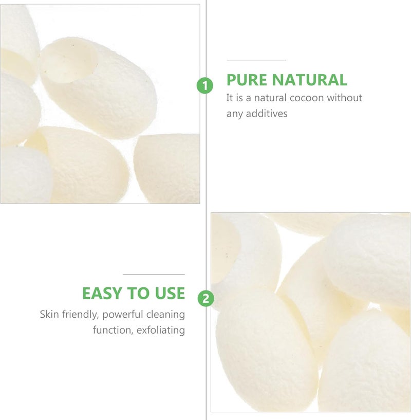 minkissy 100 Pcs Natural Silkworm Cocoons Face Silk Ball Cocoons for Facial Care - Image 3