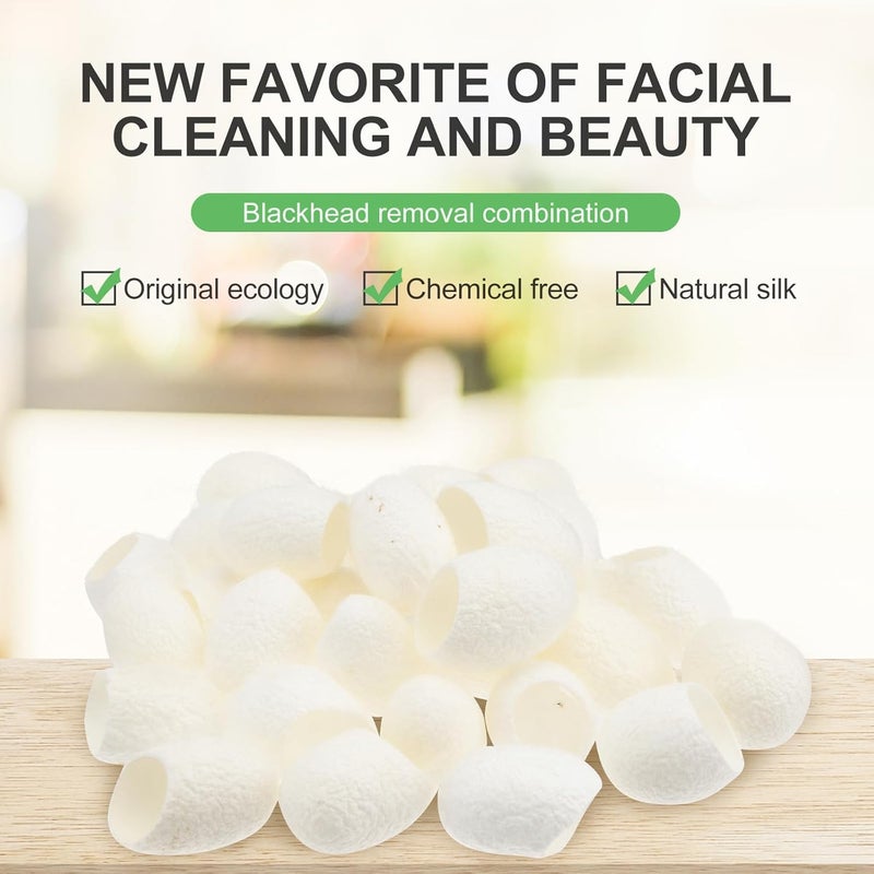 minkissy 100 Pcs Natural Silkworm Cocoons Face Silk Ball Cocoons for Facial Care - Image 2
