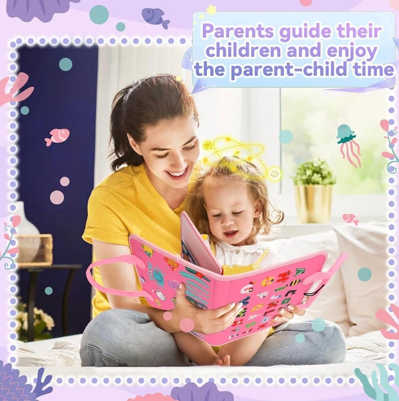 KEREZMADIK 12 In 1 Toddler Busy Binder educational with fun Book For Toddlers 1-4 Years (Pink) - Image 2