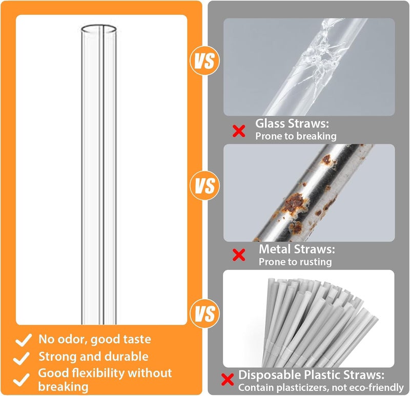 PAKCHOICE 8 Pack Replacement Clear Straws for Stanley 20 oz 14oz Tumbler, 8.85 inch Reusable Plastic Straws for Yeti 30oz 25 oz 26 oz 20 oz Tumbler, Mason Jar 16oz Venti Cup with Brush - Image 3