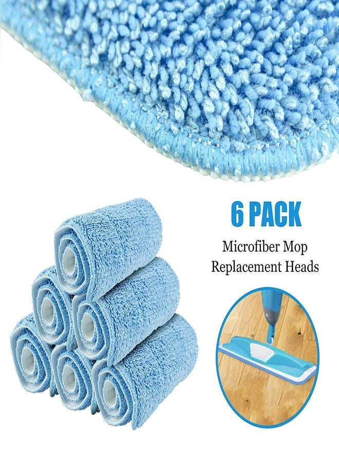 HOMEE Reusable Microfiber Mop Pads, 6 Pack 18''x 6'' Mop Head Replacement, Wet/Dry Home & Commercial Cleaning Scrubbing Floor Pad - Blue - Image 2