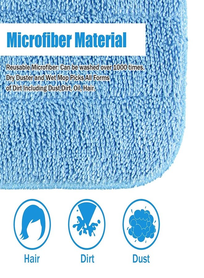 HOMEE Reusable Microfiber Mop Pads, 6 Pack 18''x 6'' Mop Head Replacement, Wet/Dry Home & Commercial Cleaning Scrubbing Floor Pad - Blue - Image 3