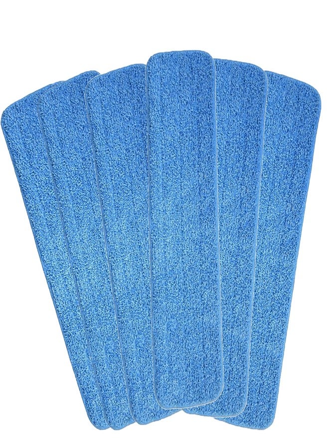 HOMEE Reusable Microfiber Mop Pads, 6 Pack 18''x 6'' Mop Head Replacement, Wet/Dry Home & Commercial Cleaning Scrubbing Floor Pad - Blue - Image 1