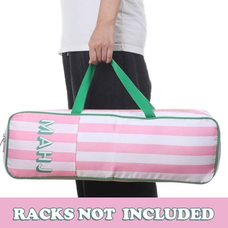 Aliceset Mahjong Rack Storage Bag 21 x 6.5 x 2 Inches Mahjong Gifts for Women Mah Jong Tile Bags with Zipper for Tiles and Pushers Rack Storage Bags Gifts Accessories(Only Bag)(Pink Stripes) - Image 5