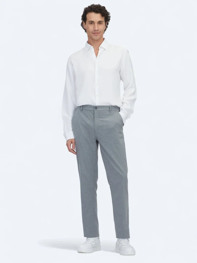 Kip White Regular Fit Long Weaving Casual Shirt