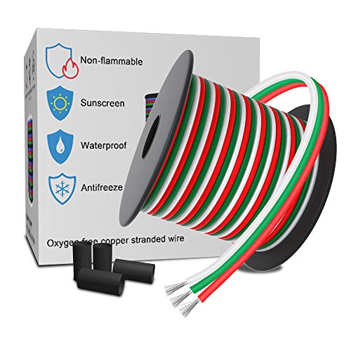 LEADTOPS 3 Pin Conductor Extension Wire 33ft 22 AWG Gauge Stranded Tinned Copper Cable Cord for 5/12V DC WS2812B WS2811 Dream Color RGB LED Strip Light,10M Spool - Image 1