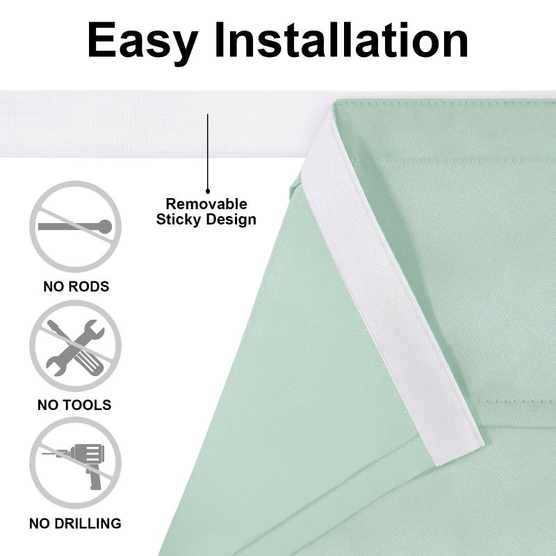 DWCN Blackout French Door Curtains-Thermal Insulated Block Light Tricia Window Panels Room Darkening Doors Curtain with Adhesive Tape for Sidelight Door, Set of 1 Panel, 26x68 Inch,Bean Green - Image 2