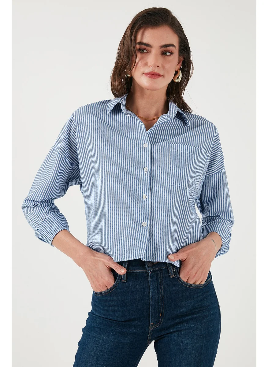 Lela Regular Fit Striped Chest Pocket Textured Shirt Women's Shirt 6772870