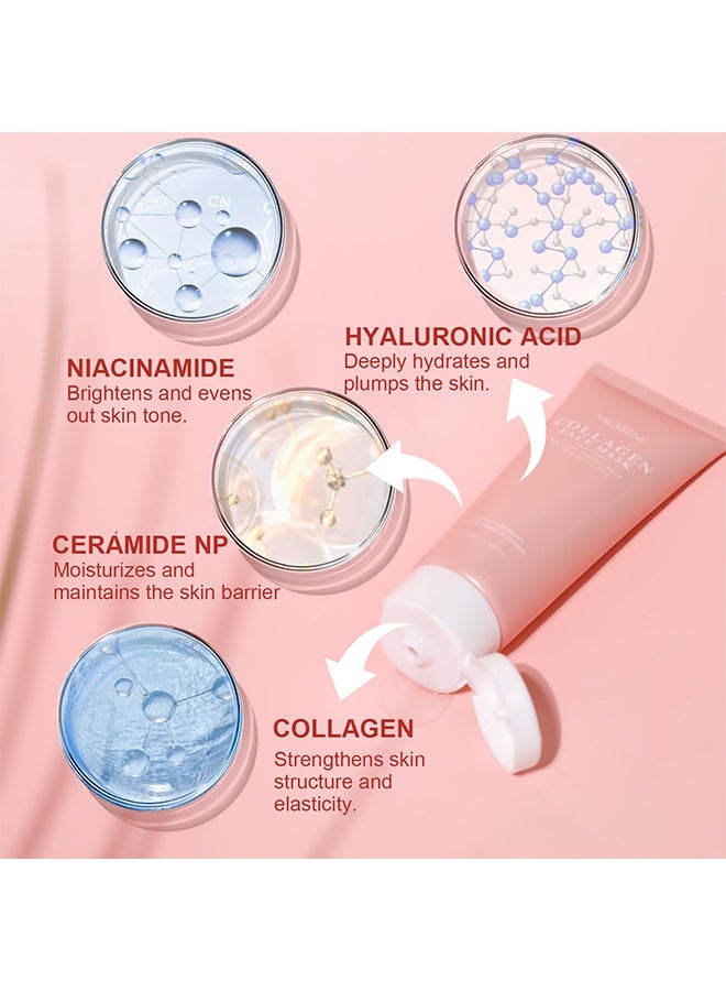 SAUVASINE Collagen Face Mask，Collagen Overnight Wrapping Peel Off Face Mask - Deep Hydration Care, Reduce Sagging & Dullness, Hydrolyzed Collagen Glass Skin Peel Off Mask, 80ml - Image 5