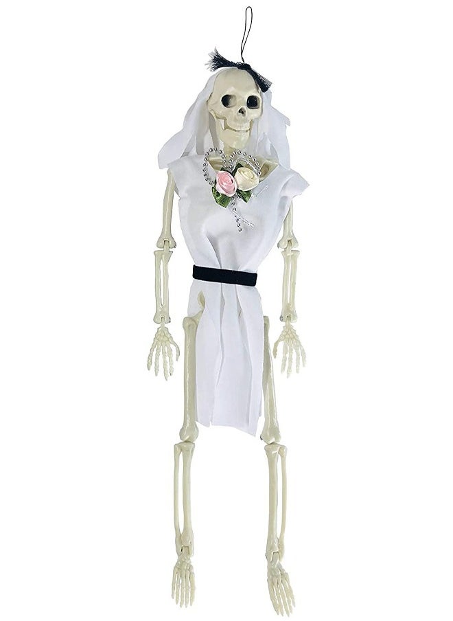 VUCATIN Skull Decor 40cm Skull Festival Decorations Bride and Groom Realistic Full Body Posable Joints Skull for Party Indoor Outdoor Decor Haunted House Props  - Image 1