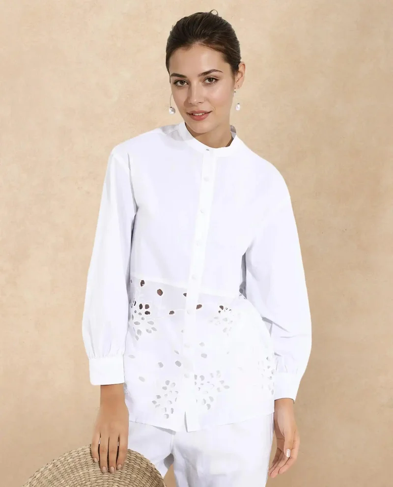 Rareism Women's Schiffli Detail Top