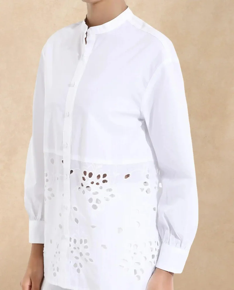 Rareism Women's Schiffli Detail Top