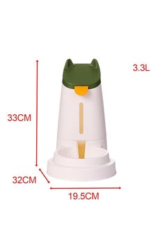 HAPPY PUSS Pet water dispenser and feeder.  Feed gravity type, pack of 2; Self-Dispensing gravity pet drinker and feeder. For cats and dogs. White color with green cover.  - Image 3